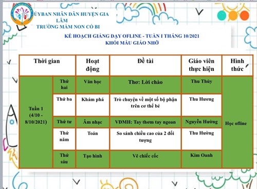 Thời khóa biểu khối mgn tuần 1/10