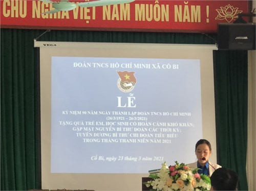 Chiều ngày 23/3/2021. Đoàn thanh niên xã Cổ Bi kỷ niệm 90 năm ngày thành lập Đoàn TNCSHCM ( 26/3/1921 -26/3/2021). 