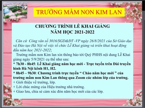 Chương trình khai giảng năm học 2021-2022