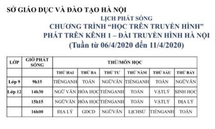 Lịch phát sóng trên truyền hình tuần từ 6.4.2020 đến 11.4.2020