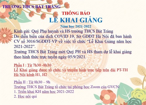 Thông báo lễ khai giảng năm học mới 2021-2022