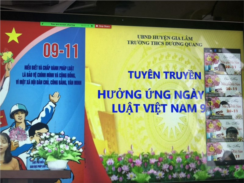 Trường thcs dương quang hưởng ứng ngày pháp luật việt nam 2021