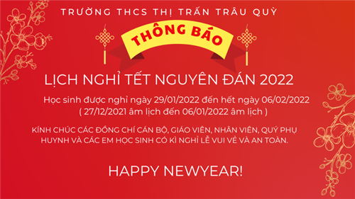 Thông báo lịch nghỉ tết