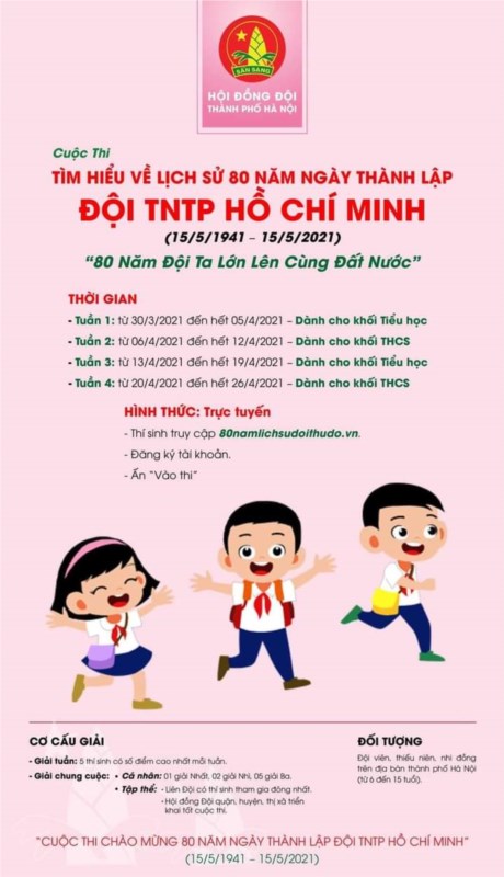 Cuộc thi tìm hiểu về lịch sử 80 năm ngày thành lập Đội thiếu niên Tiền phong Hồ Chí Minh (15/5/1941-15/5/2021)