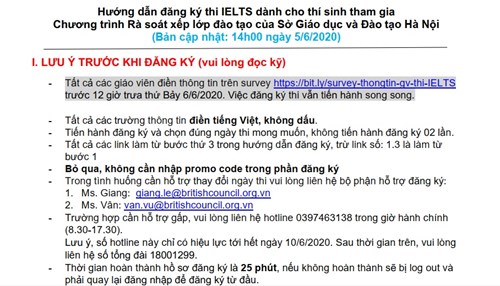 Hướng dẫn đăng ký thi IELTS dành cho GV 