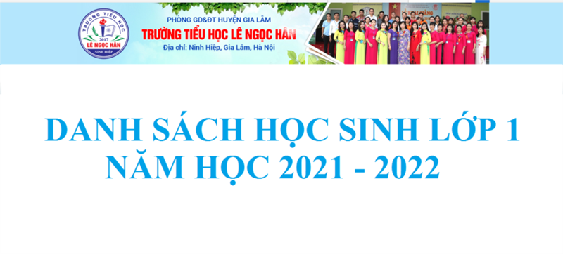 Danh sách học sinh trúng tuyển vào lớp 1 năm học 2021 - 2022