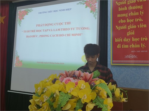 Trường TH Ninh hiệp phát động cuộc thi  Tuổi trẻ  học tập và làm theo tư tưởng, đạo đức, phong cách Hồ Chí Minh  năm 2020