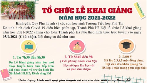 Thông báo tổ chức Lễ khai giảng năm học 2021-2022
