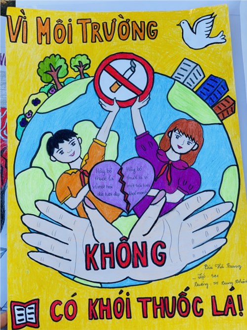 Học sinh trường th trung thành tham gia cuộc thi vẽ tranh: “phòng chống tác hại của thuốc lá”